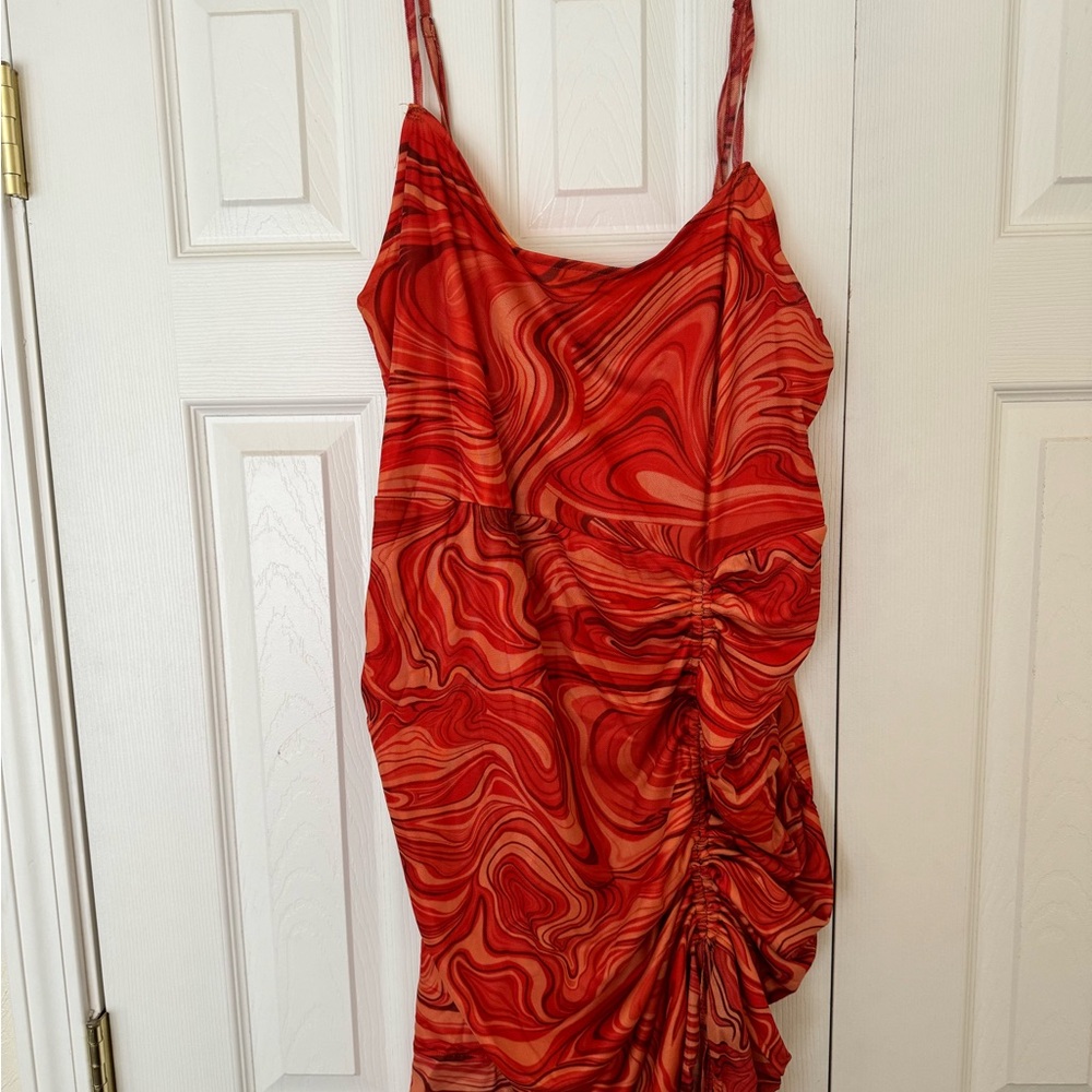 SHEIN Red Swirl Mini Dress